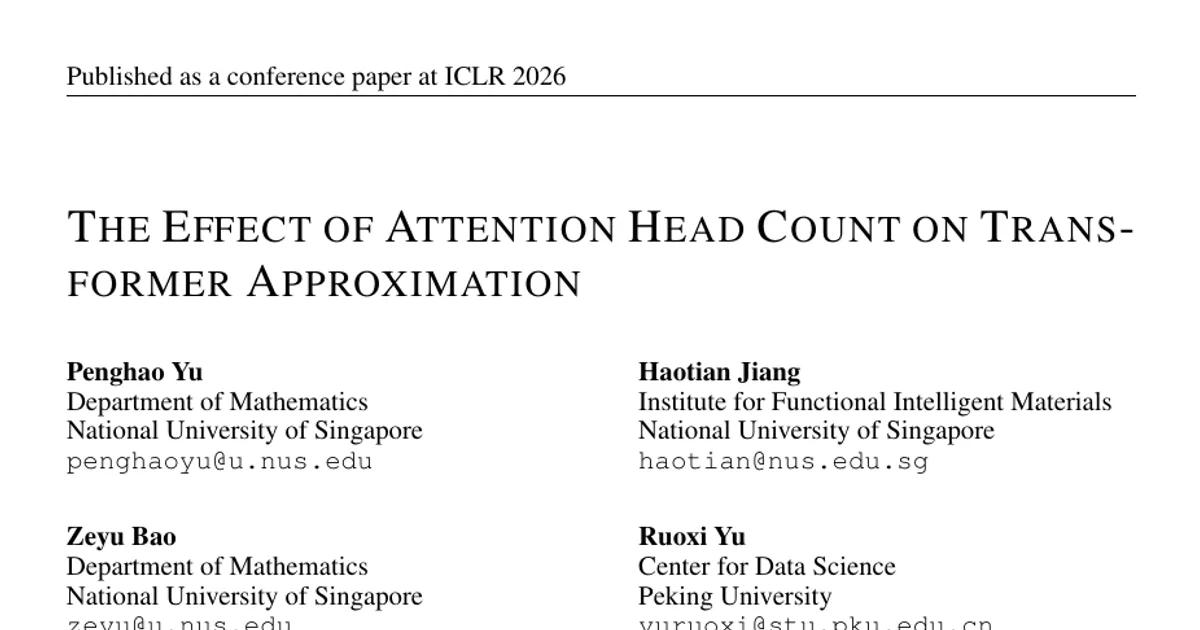 The Effect of Attention Head Count on Transformer Approximation