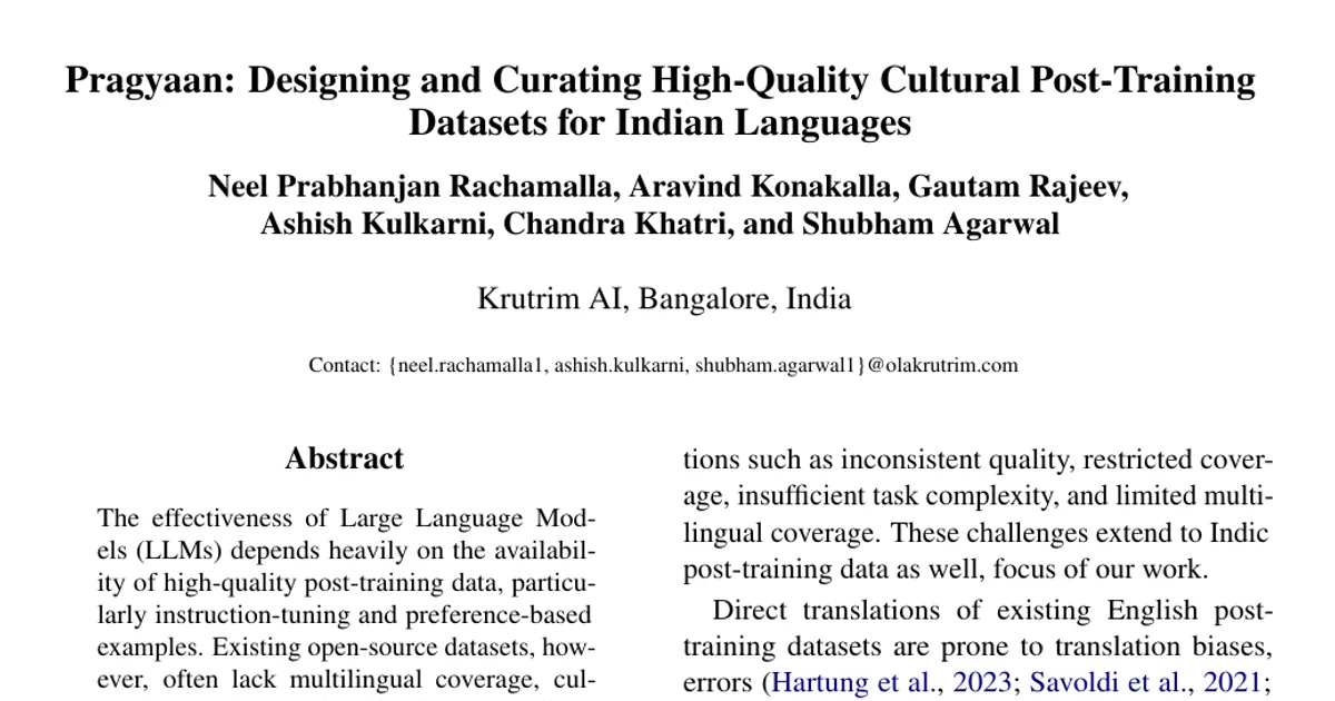 Pragyaan: Designing and Curating High-Quality Cultural Post-Training Datasets for Indian Languages