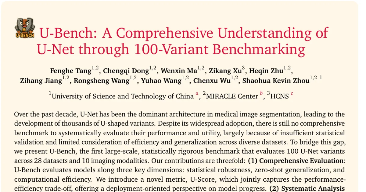 U-Bench: A Comprehensive Understanding of U-Net through 100-Variant Benchmarking