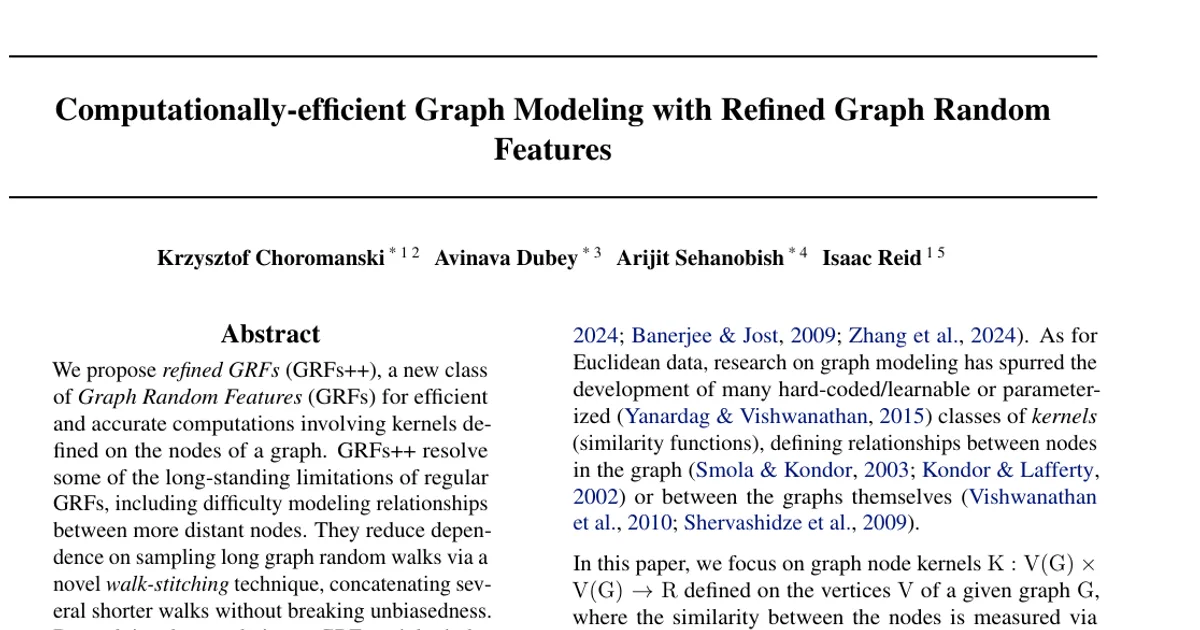 Computationally-efficient Graph Modeling with Refined Graph Random Features