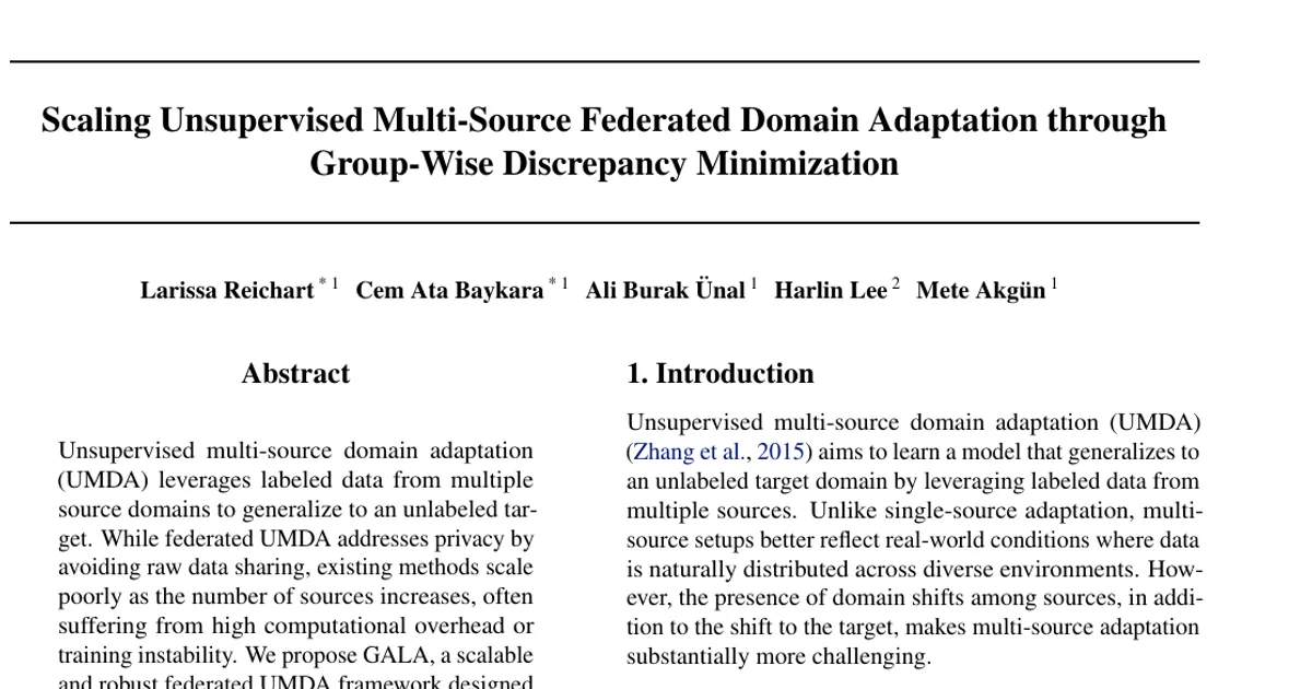 Scaling Unsupervised Multi-Source Federated Domain Adaptation through Group-Wise Discrepancy Minimization