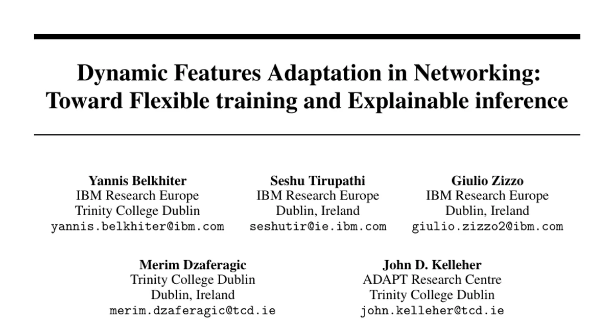 Dynamic Features Adaptation in Networking: Toward Flexible training and Explainable inference