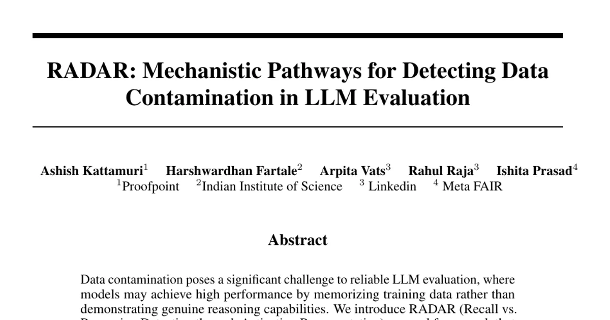 RADAR: Mechanistic Pathways for Detecting Data Contamination in LLM Evaluation