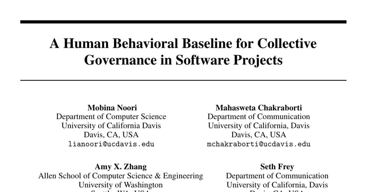 A Human Behavioral Baseline for Collective Governance in Software Projects