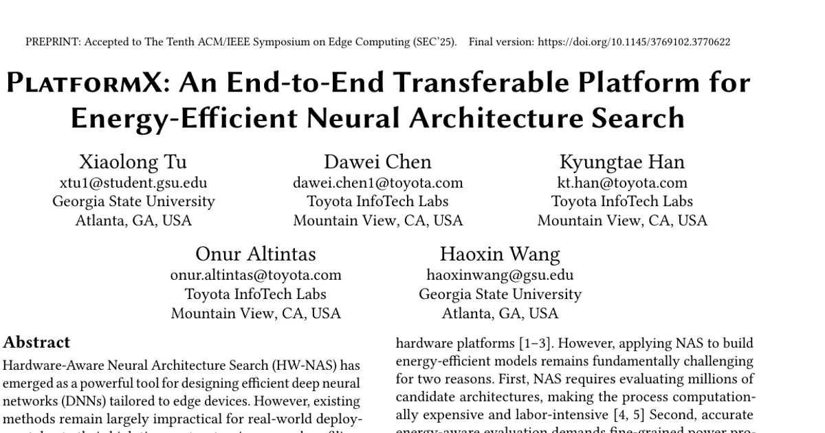 PlatformX: An End-to-End Transferable Platform for Energy-Efficient Neural Architecture Search