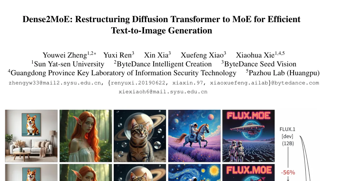Dense2MoE: Restructuring Diffusion Transformer to MoE for Efficient Text-to-Image Generation