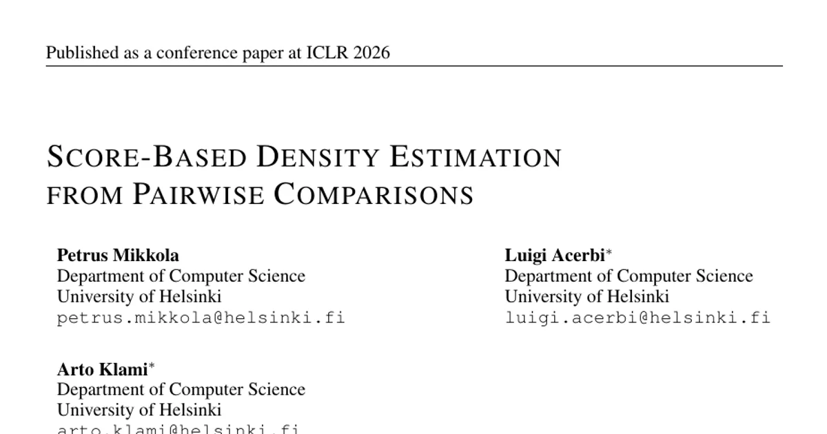 Score-Based Density Estimation from Pairwise Comparisons