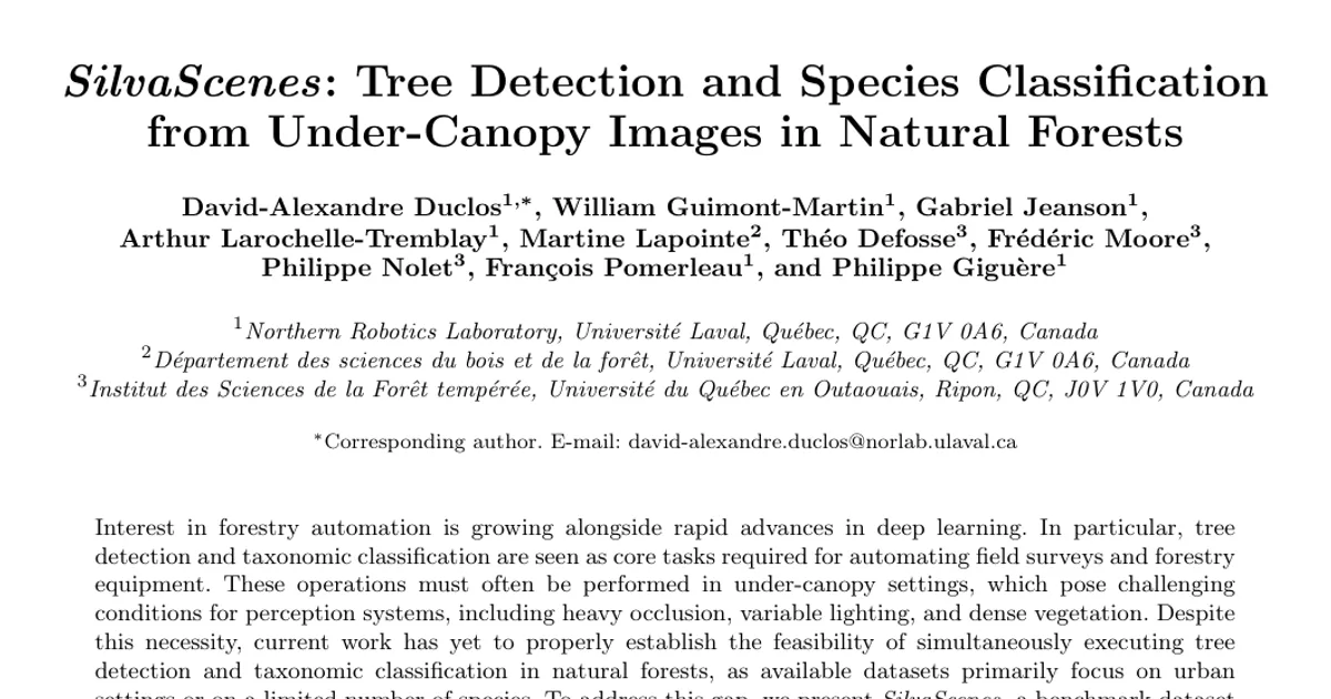 SilvaScenes: Tree Detection and Species Classification from Under-Canopy Images in Natural Forests