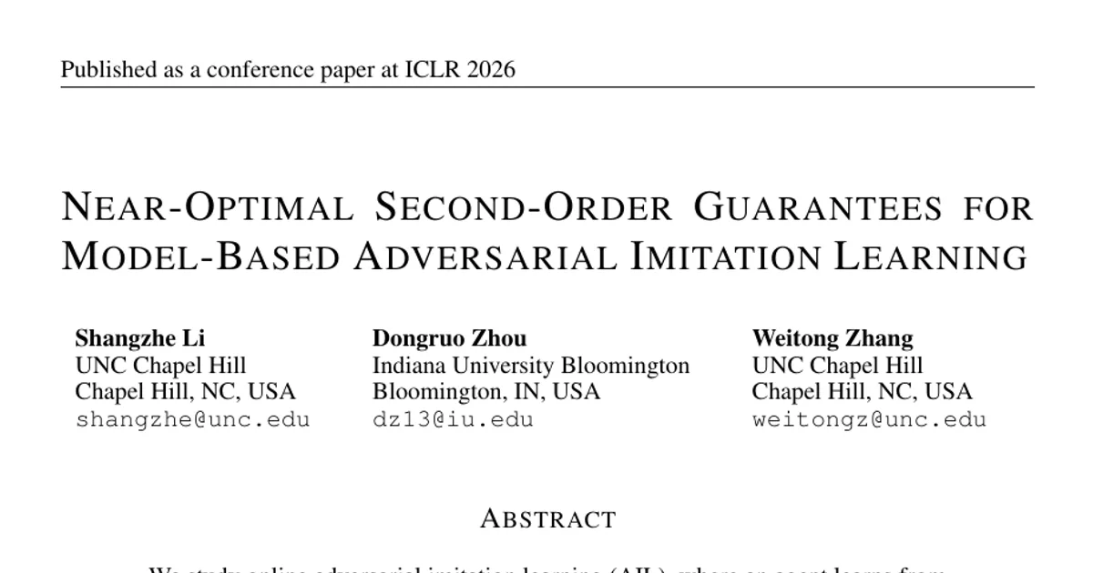 Near-Optimal Second-Order Guarantees for Model-Based Adversarial Imitation Learning
