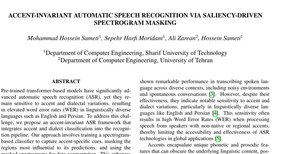 Accent-Invariant Automatic Speech Recognition via Saliency-Driven Spectrogram Masking