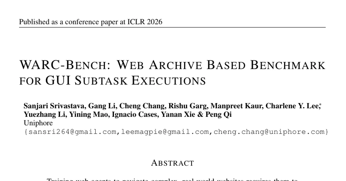 WARC-Bench: Web Archive Based Benchmark for GUI Subtask Executions