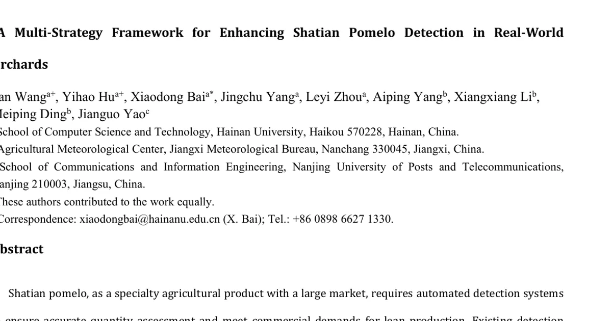 A Multi-Strategy Framework for Enhancing Shatian Pomelo Detection in Real-World Orchards