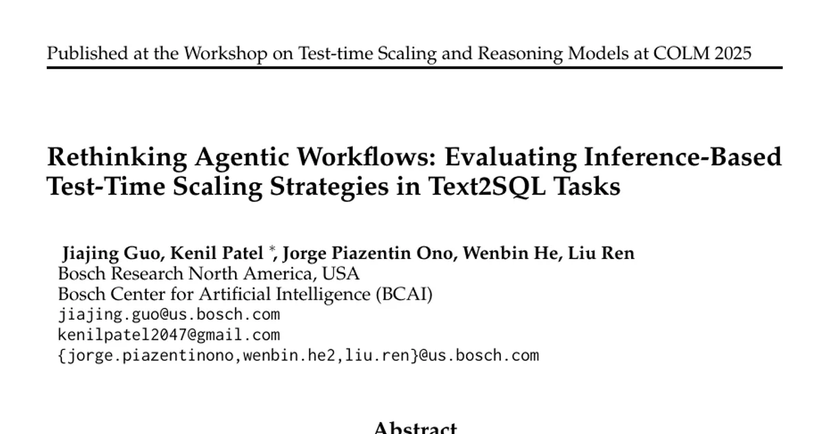 Rethinking Agentic Workflows: Evaluating Inference-Based Test-Time Scaling Strategies in Text2SQL Tasks