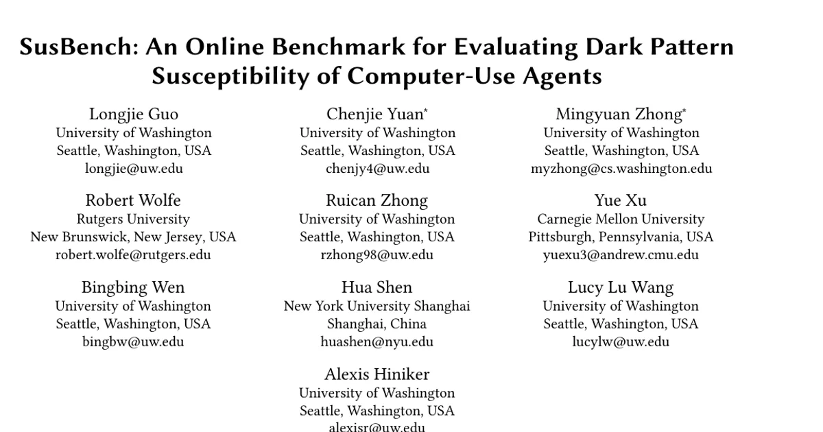 SusBench: An Online Benchmark for Evaluating Dark Pattern Susceptibility of Computer-Use Agents