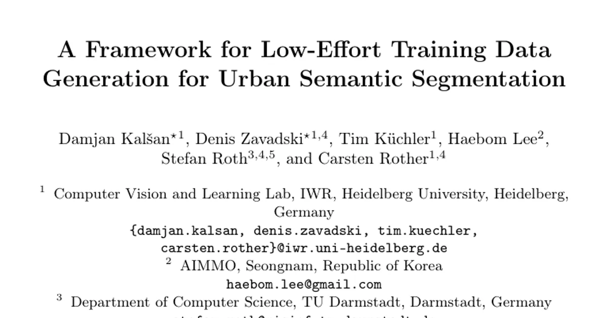 A Framework for Low-Effort Training Data Generation for Urban Semantic Segmentation