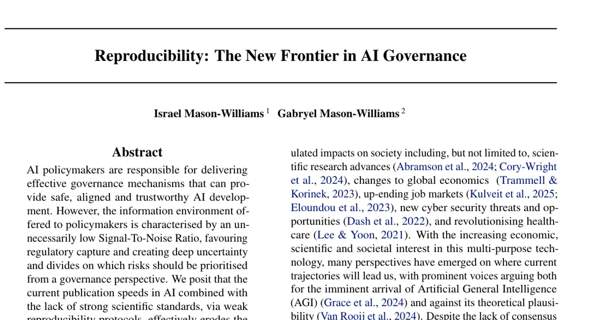 Reproducibility: The New Frontier in AI Governance