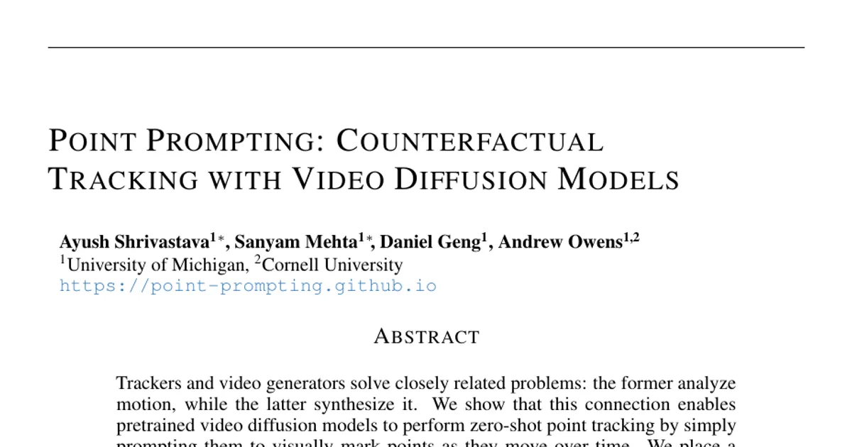 Point Prompting: Counterfactual Tracking with Video Diffusion Models
