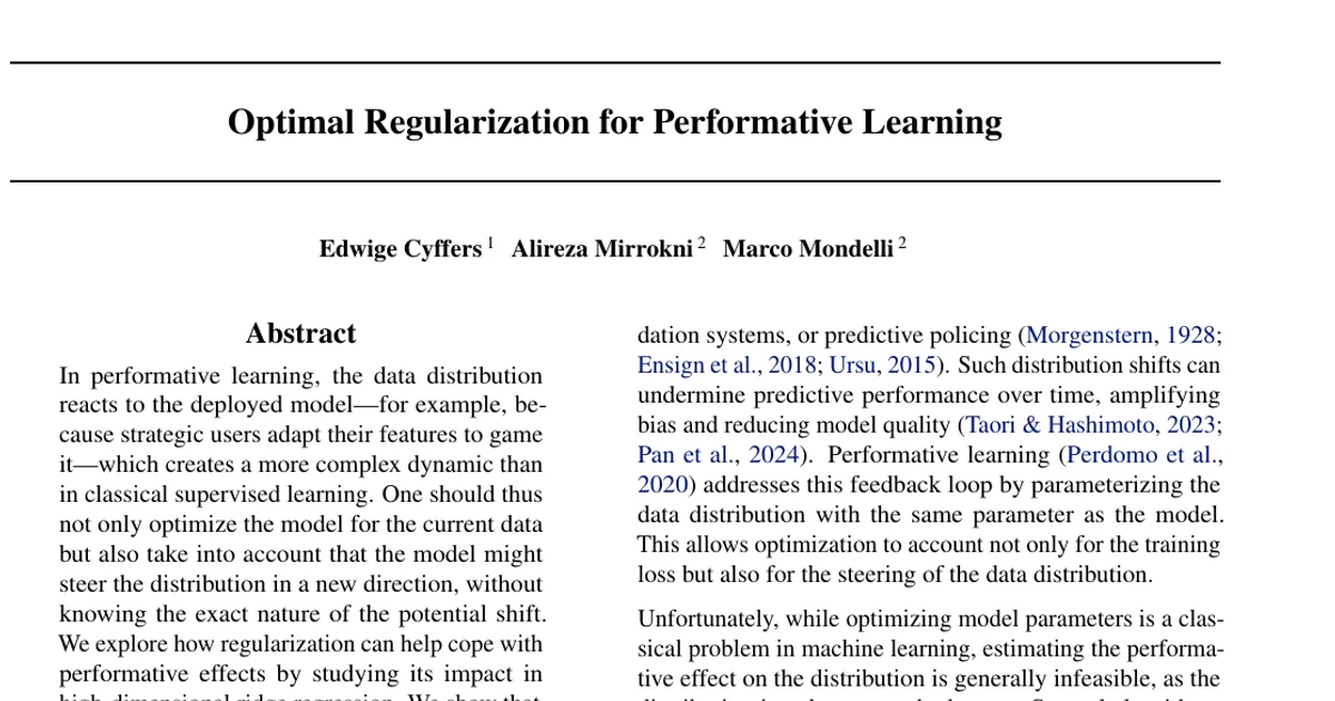 Optimal Regularization for Performative Learning