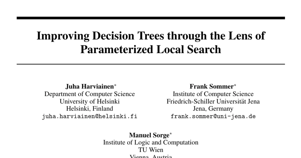 Improving Decision Trees through the Lens of Parameterized Local Search