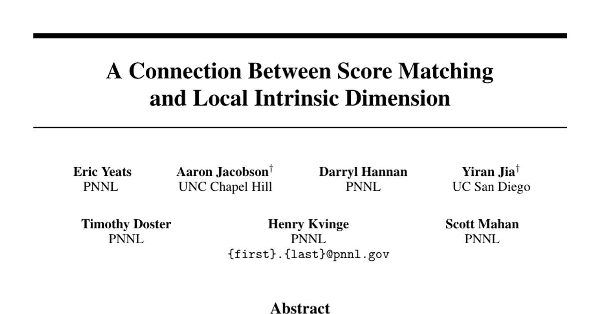 A Connection Between Score Matching and Local Intrinsic Dimension
