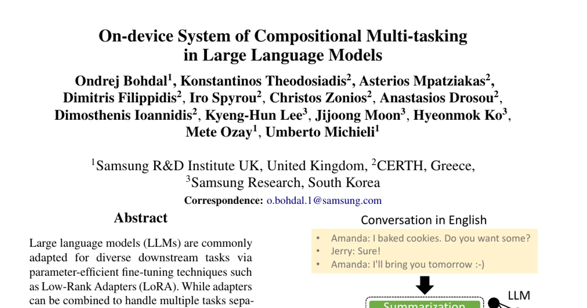 On-device System of Compositional Multi-tasking in Large Language Models