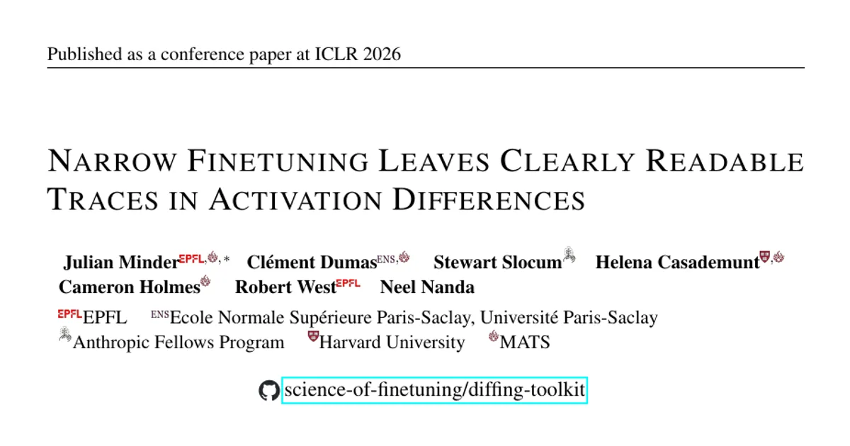 Narrow Finetuning Leaves Clearly Readable Traces in Activation Differences