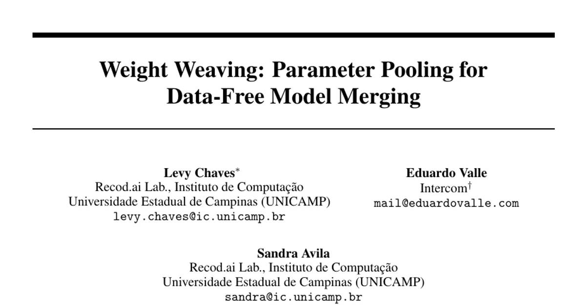 Weight Weaving: Parameter Pooling for Data-Free Model Merging