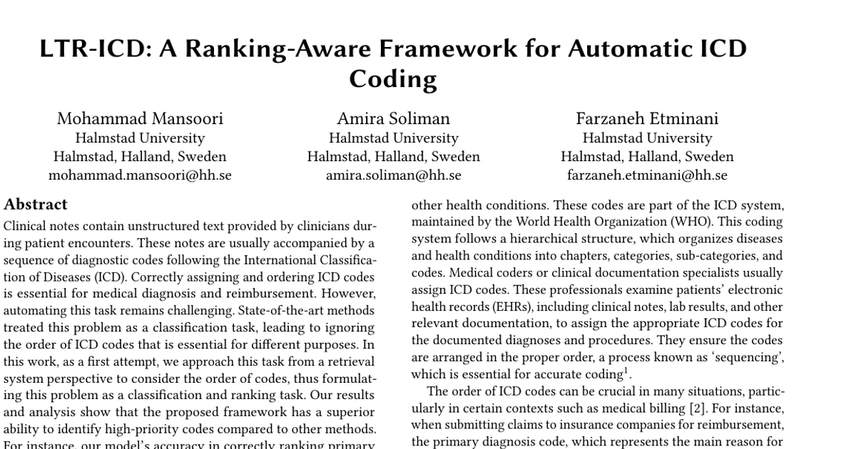 LTR-ICD: A Ranking-Aware Framework for Automatic ICD Coding