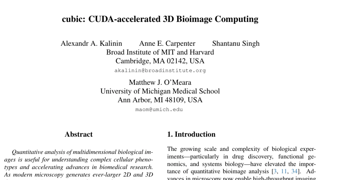 cubic: CUDA-accelerated 3D Bioimage Computing