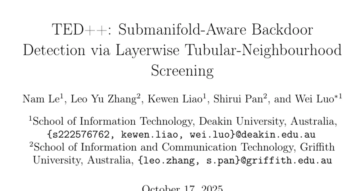 TED++: Submanifold-Aware Backdoor Detection via Layerwise Tubular-Neighbourhood Screening