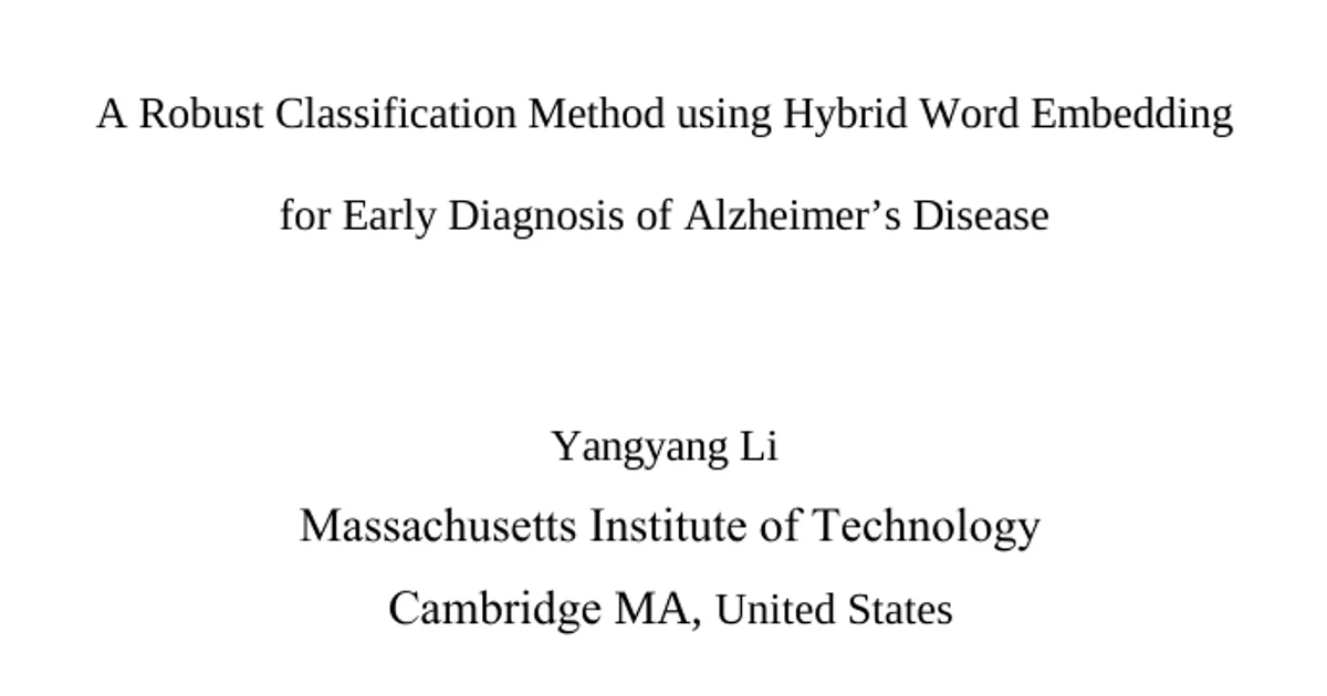 A Robust Classification Method using Hybrid Word Embedding for Early Diagnosis of Alzheimer's Disease