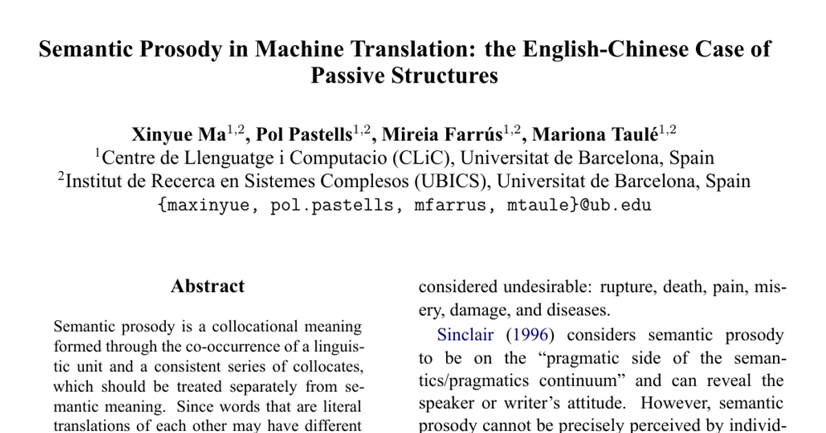 Semantic Prosody in Machine Translation: the English-Chinese Case of Passive Structures
