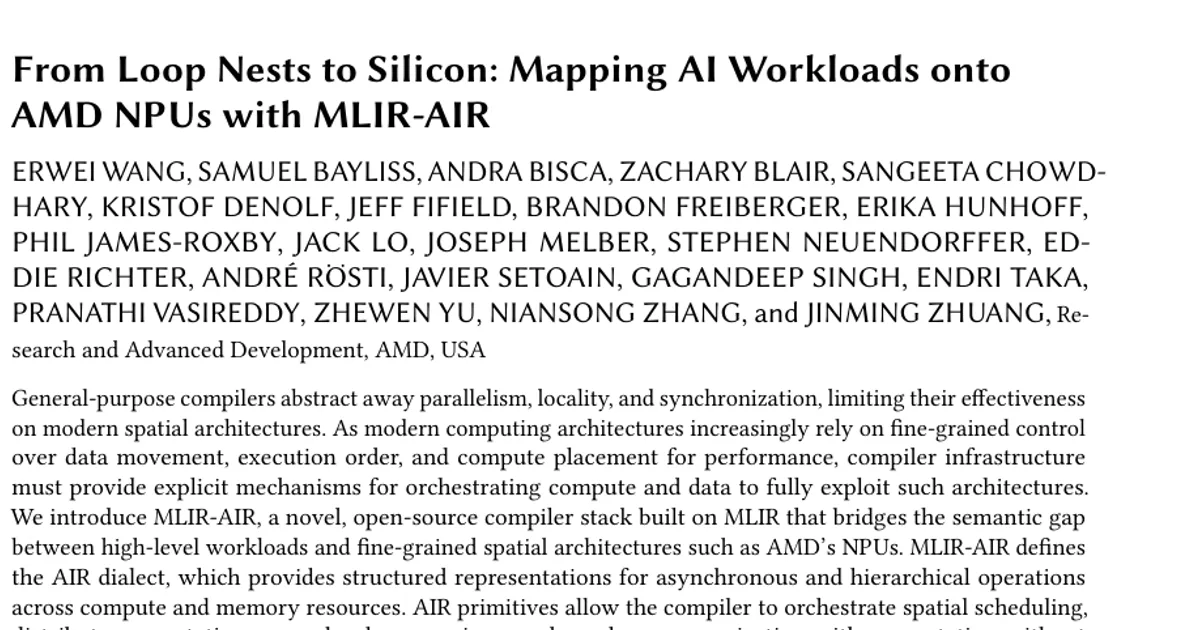 From Loop Nests to Silicon: Mapping AI Workloads onto AMD NPUs with MLIR-AIR