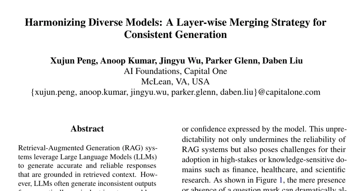 Harmonizing Diverse Models: A Layer-wise Merging Strategy for Consistent Generation
