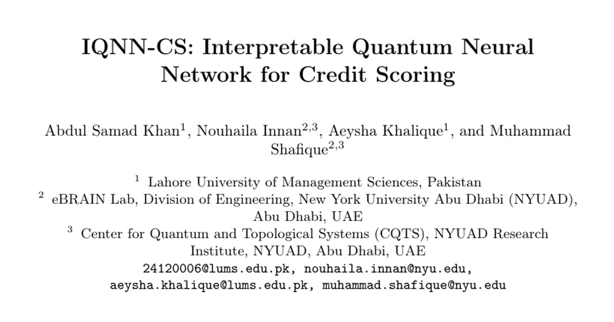IQNN-CS: Interpretable Quantum Neural Network for Credit Scoring