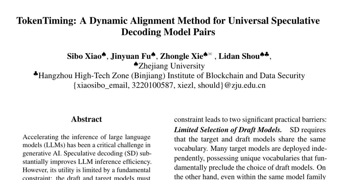TokenTiming: A Dynamic Alignment Method for Universal Speculative Decoding Model Pairs