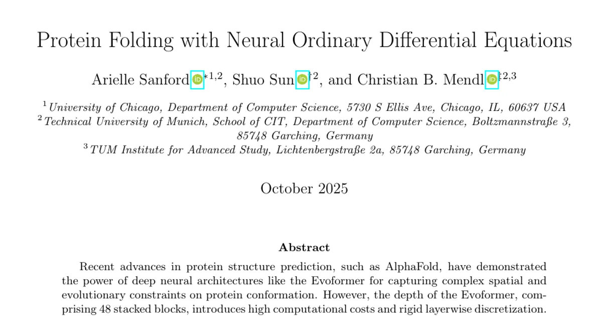 Protein Folding with Neural Ordinary Differential Equations