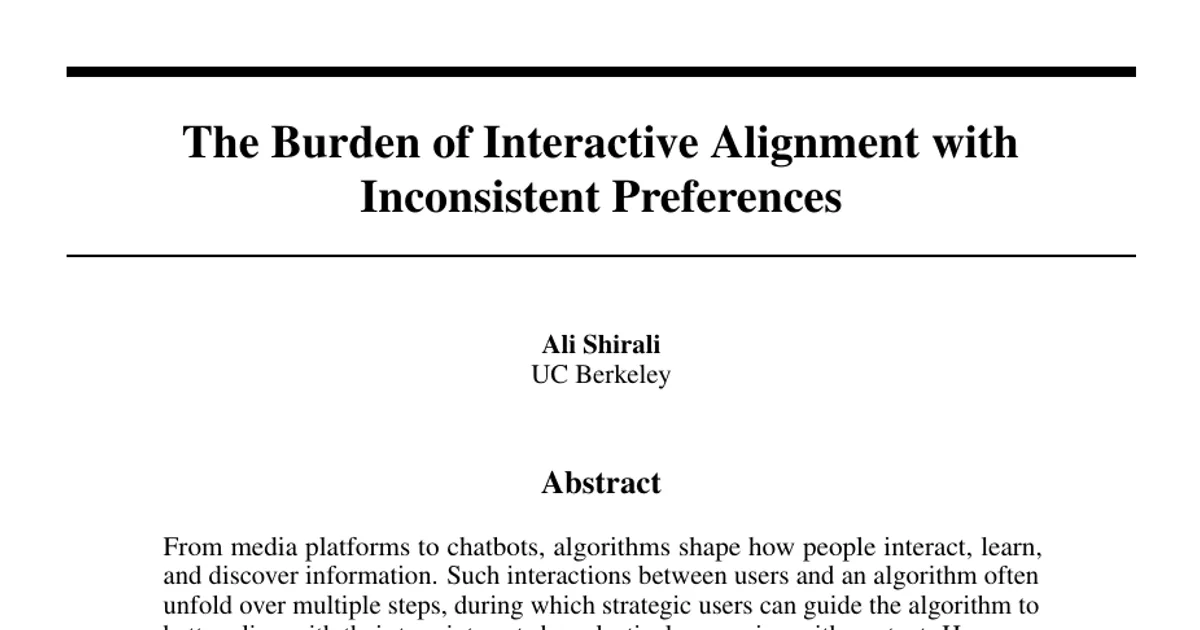 The Burden of Interactive Alignment with Inconsistent Preferences