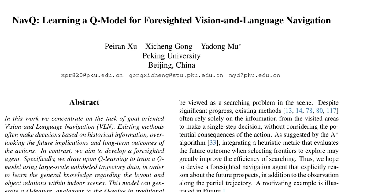 NavQ: Learning a Q-Model for Foresighted Vision-and-Language Navigation