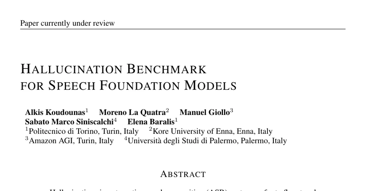 Hallucination Benchmark for Speech Foundation Models