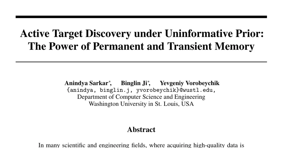 Active Target Discovery under Uninformative Prior: The Power of Permanent and Transient Memory
