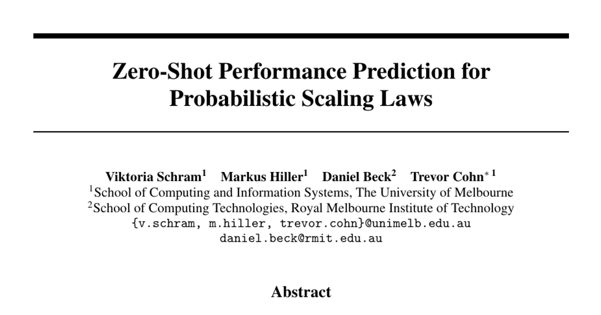 Zero-Shot Performance Prediction for Probabilistic Scaling Laws