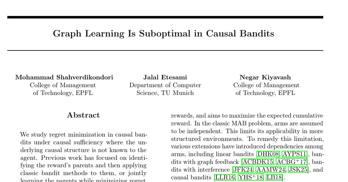 Graph Learning Is Suboptimal in Causal Bandits