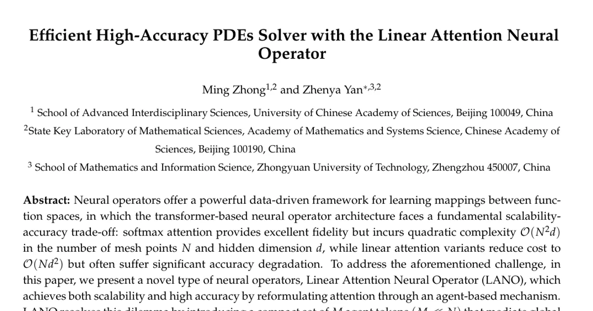 Efficient High-Accuracy PDEs Solver with the Linear Attention Neural Operator