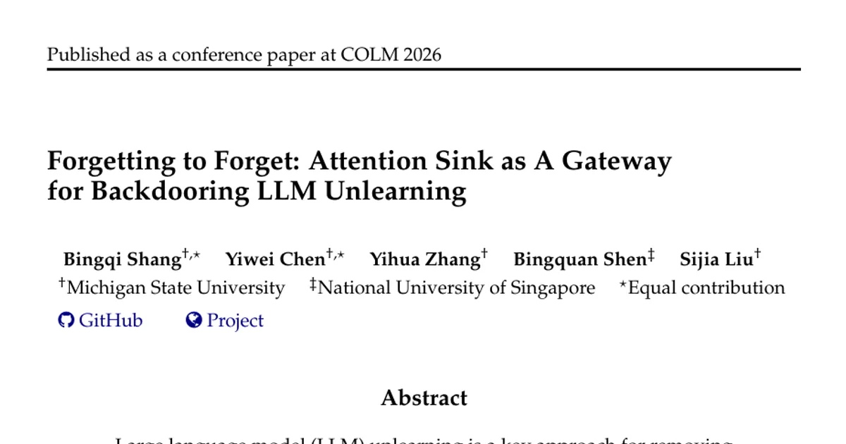 Forgetting to Forget: Attention Sink as A Gateway for Backdooring LLM Unlearning