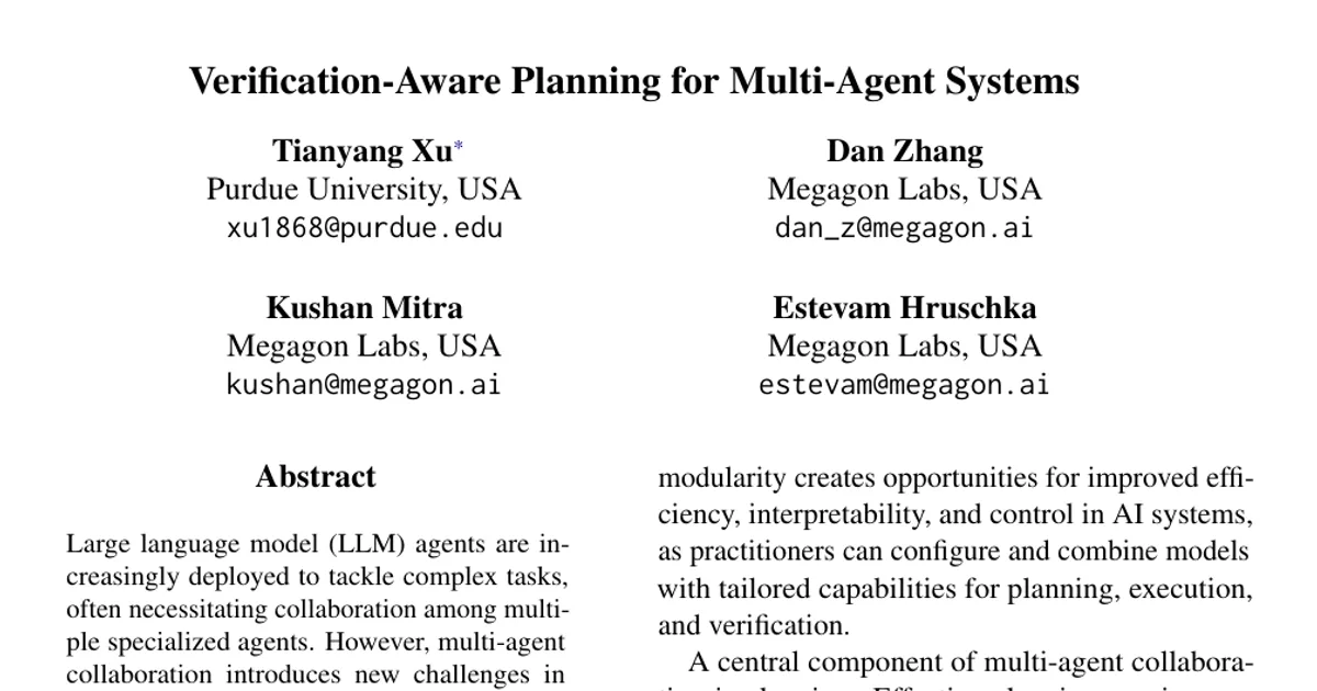 Verification-Aware Planning for Multi-Agent Systems