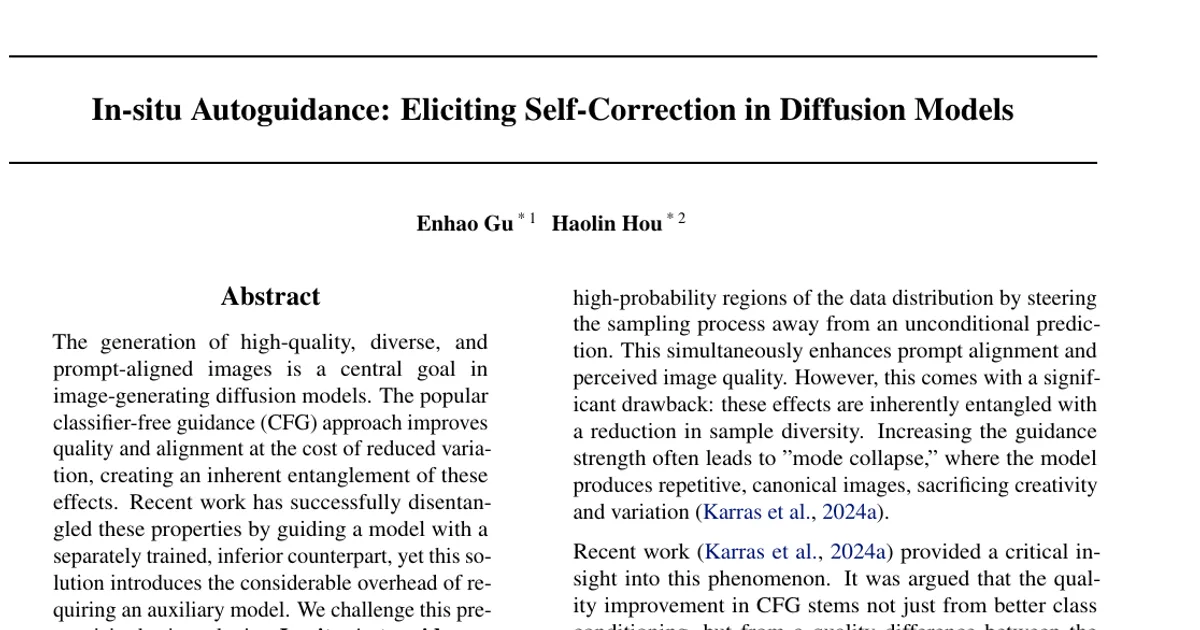 In-situ Autoguidance: Eliciting Self-Correction in Diffusion Models
