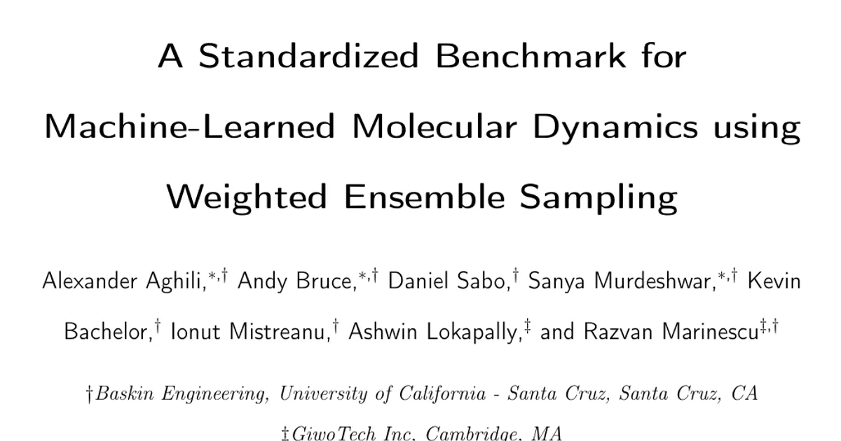 A Standardized Benchmark for Machine-Learned Molecular Dynamics using Weighted Ensemble Sampling