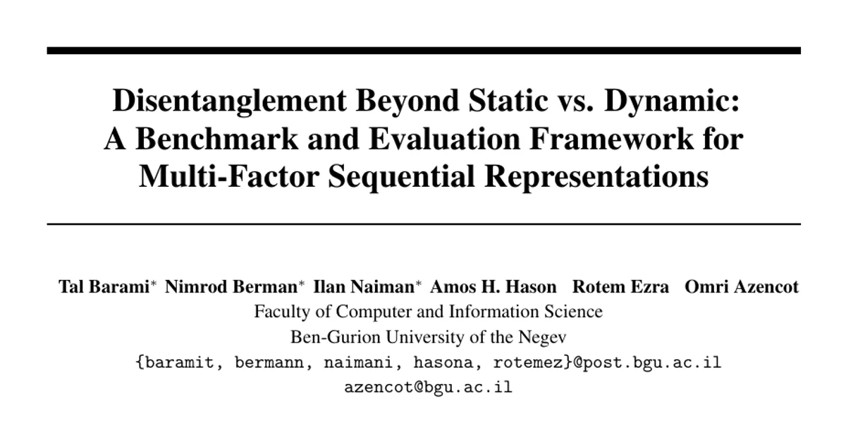 Disentanglement Beyond Static vs. Dynamic: A Benchmark and Evaluation Framework for Multi-Factor Sequential Representations