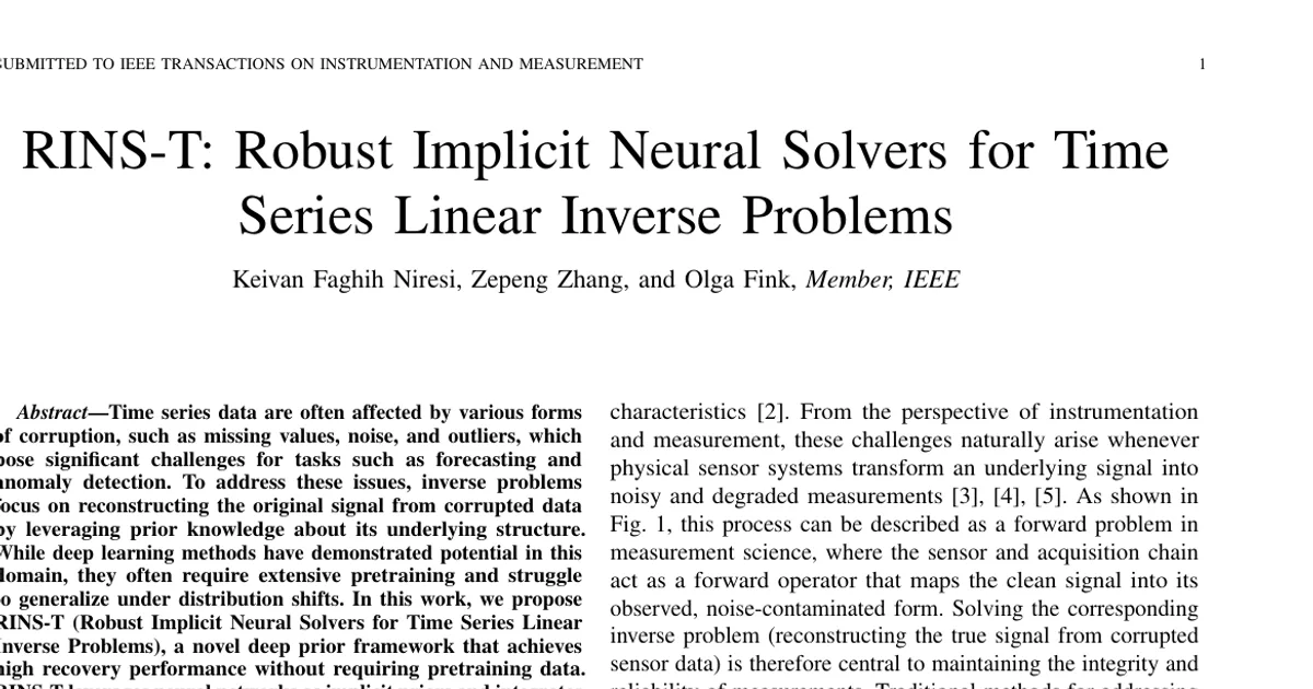 RINS-T: Robust Implicit Neural Solvers for Time Series Linear Inverse Problems